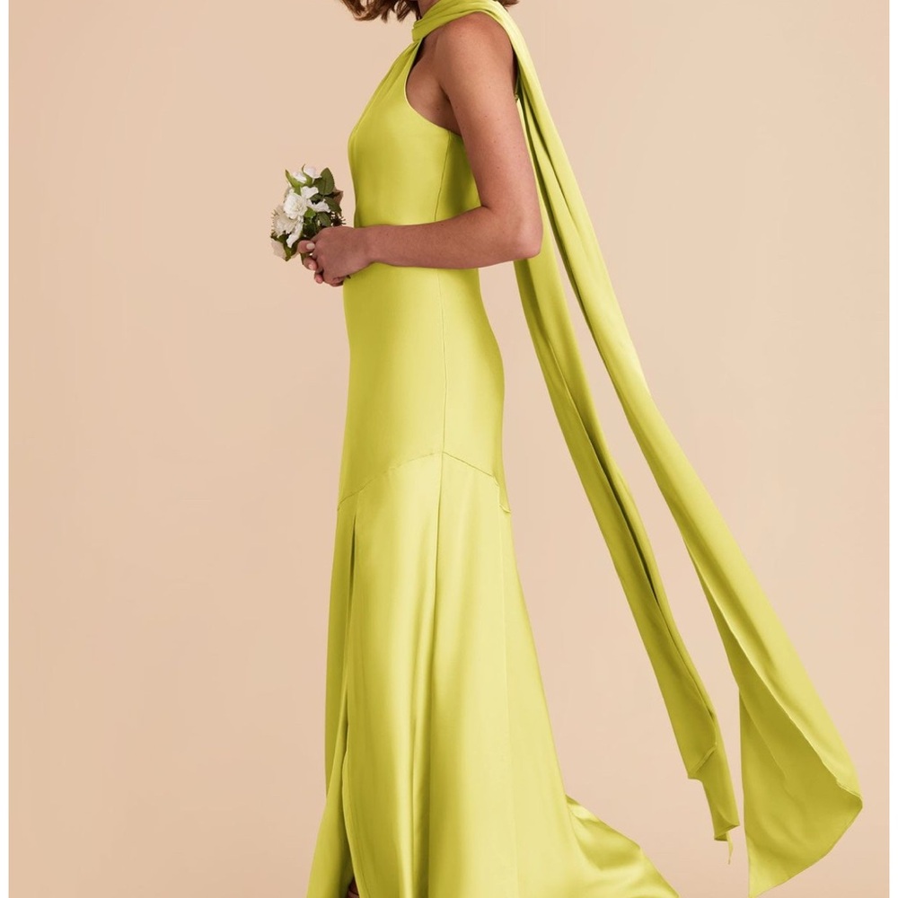 Eileen Matte Satin Dress - Chartreuse